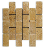 2 X 4 Gold / Yellow Travertine Tumbled Brick Mosaic Tile-Travertine Mosaic-American Tile Depot