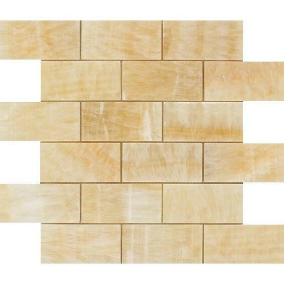 2 X 4 Honey Onyx Polished Brick Mosaic Tile-Onyx Tile-American Tile Depot