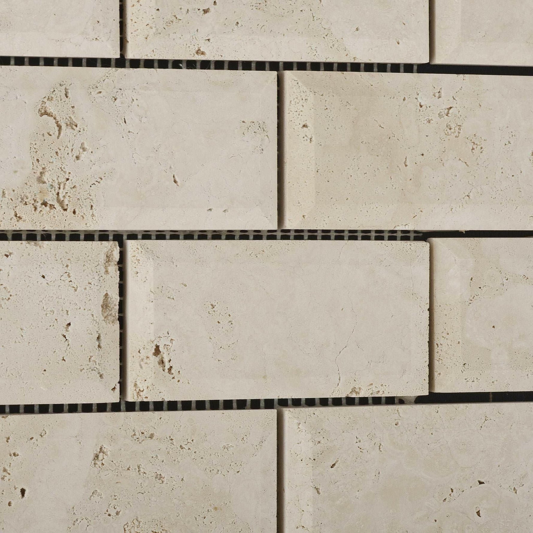 2 X 4 Ivory Travertine Honed & Beveled Brick Mosaic-Travertine Mosaic-American Tile Depot