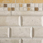 2 X 4 Ivory Travertine Honed & Beveled Brick Mosaic-Travertine Mosaic-American Tile Depot