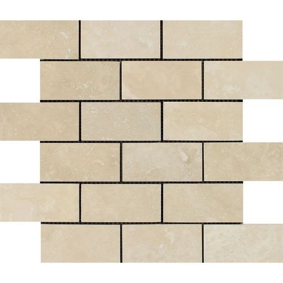 2 X 4 Ivory Travertine Honed Brick Mosaic-Travertine Mosaic-American Tile Depot