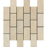 2 X 4 Ivory Travertine Honed Brick Mosaic-Travertine Mosaic-American Tile Depot