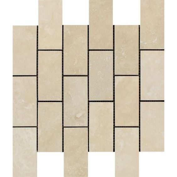 2 X 4 Ivory Travertine Honed Brick Mosaic-Travertine Mosaic-American Tile Depot