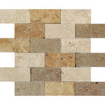 2 X 4 Mixed Travertine Split-Faced Brick Mosaic Tile-Mixed Mosaic-American Tile Depot