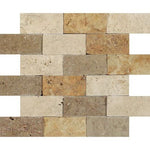 2 X 4 Mixed Travertine Split-Faced Brick Mosaic Tile-Mixed Mosaic-American Tile Depot