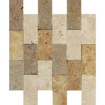 2 X 4 Mixed Travertine Split-Faced Brick Mosaic Tile-Mixed Mosaic-American Tile Depot