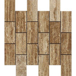 2 X 4 Noce Exotic Travertine (Vein-Cut) Polished & Unfilled Brick Mosaic Tile-Travertine Mosaic-American Tile Depot