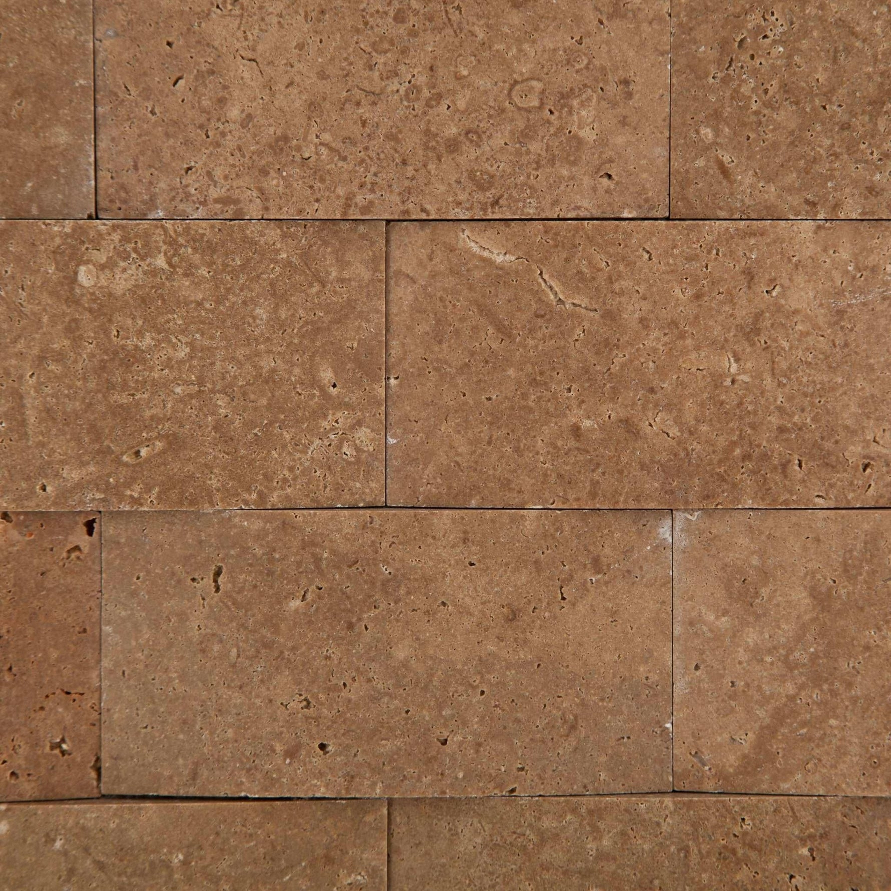 2 X 4 Noce Travertine CNC Arched 3-D Brick Mosaic Tile-Travertine Mosaic-American Tile Depot