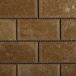 2 X 4 Noce Travertine Honed & Beveled Brick Mosaic-Travertine Mosaic-American Tile Depot