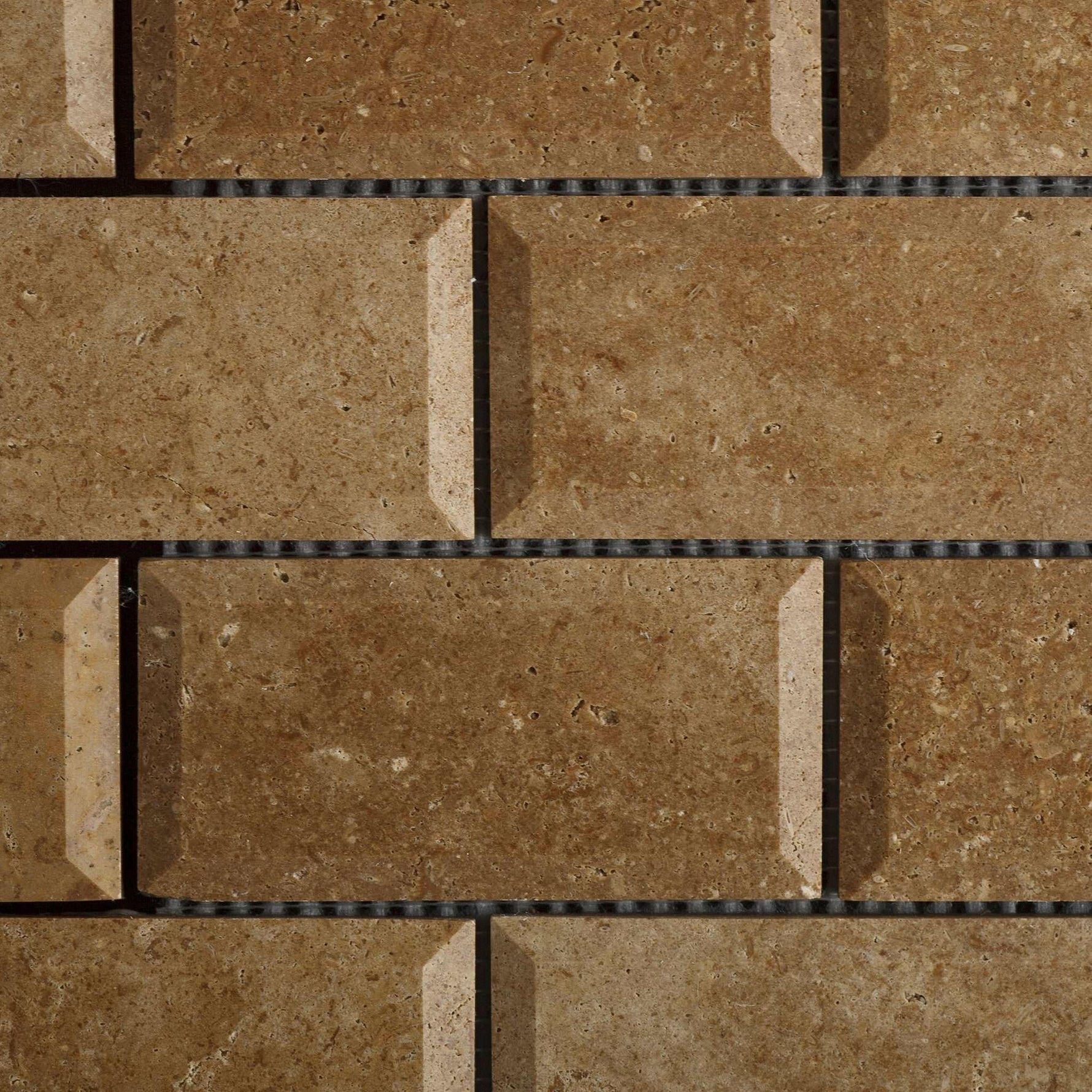 2 X 4 Noce Travertine Honed & Beveled Brick Mosaic-Travertine Mosaic-American Tile Depot