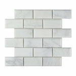 2 X 4 Oriental White / Asian Statuary Marble Honed & Beveled Brick Mosaic Tile-Marble Mosaic-American Tile Depot