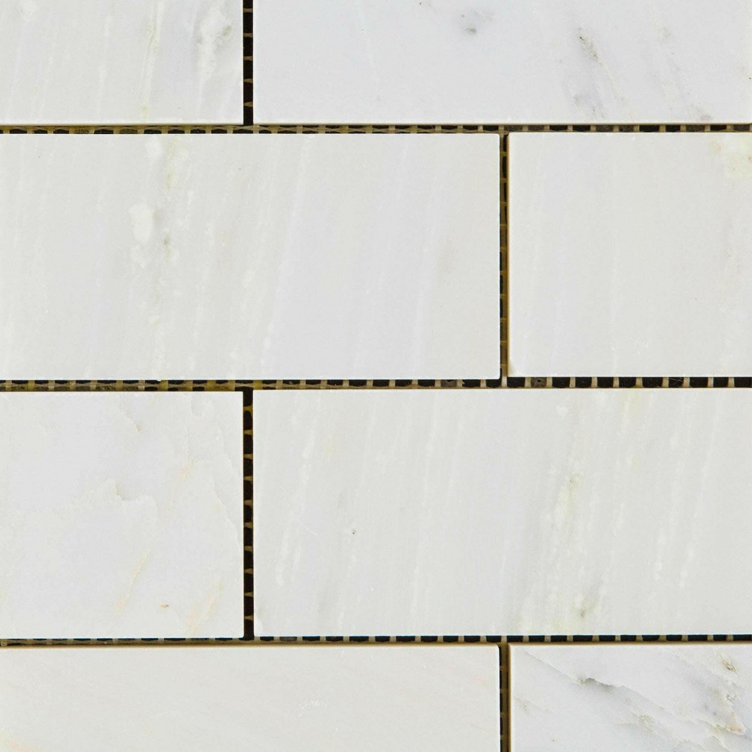 2 X 4 Oriental White / Asian Statuary Marble Honed Brick Mosaic Tile-Marble Mosaic-American Tile Depot