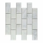 2 X 4 Oriental White / Asian Statuary Marble Polished & Beveled Brick Mosaic Tile-Marble Mosaic-American Tile Depot