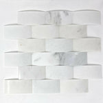 2 X 4 Oriental White / Asian Statuary Marble Round-Faced (CNC-Arched / Wavy) Polished Brick Mosaic Tile-Marble Mosaic-American Tile Depot