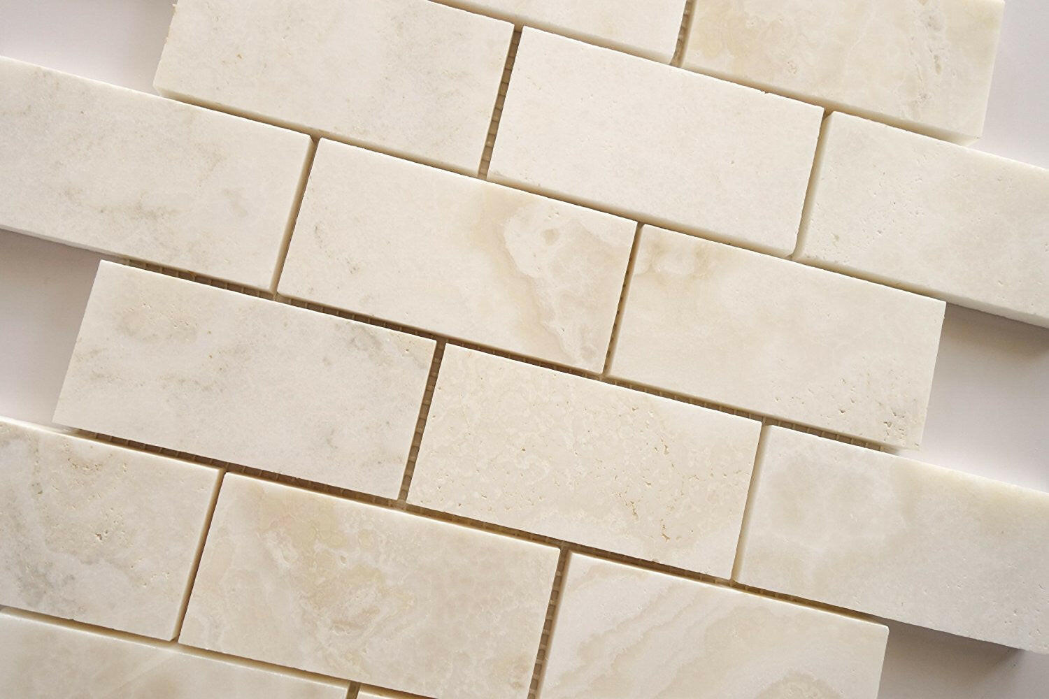 2 X 4 Premium White Onyx CROSS-CUT Polished Brick Mosaic Tile-Onyx Mosaic-American Tile Depot