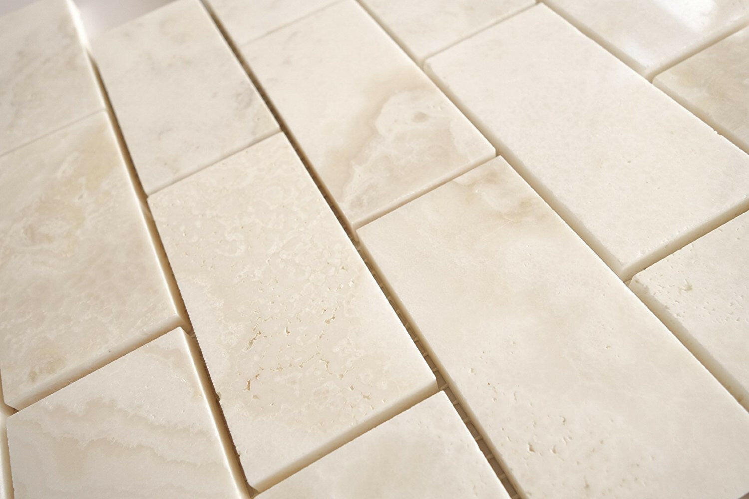 2 X 4 Premium White Onyx CROSS-CUT Polished Brick Mosaic Tile-Onyx Mosaic-American Tile Depot