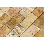 2 X 4 Scabos Travertine Honed & Beveled Brick Mosaic-Travertine Mosaic-American Tile Depot