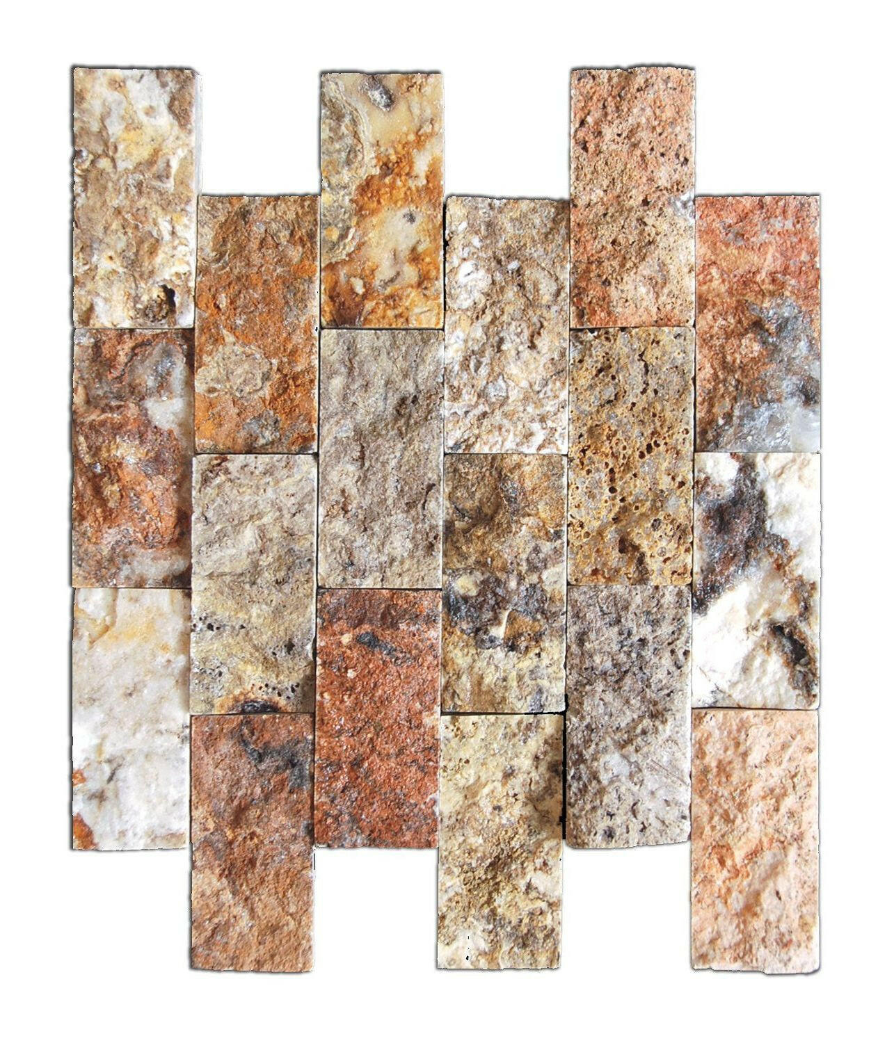 2 X 4 Scabos Travertine Split-Faced Brick Mosaic Tile-Marble Mosaic-American Tile Depot