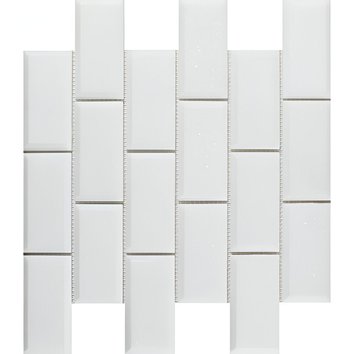 2 X 4 Thassos White Marble Honed & Beveled Brick Mosaic Tile-Marble Mosaic-American Tile Depot