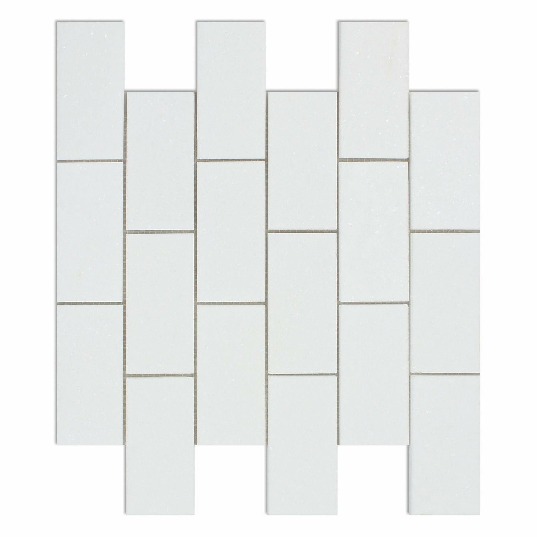 2 X 4 Thassos White Marble Honed Brick Mosaic Tile-Marble Mosaic-American Tile Depot