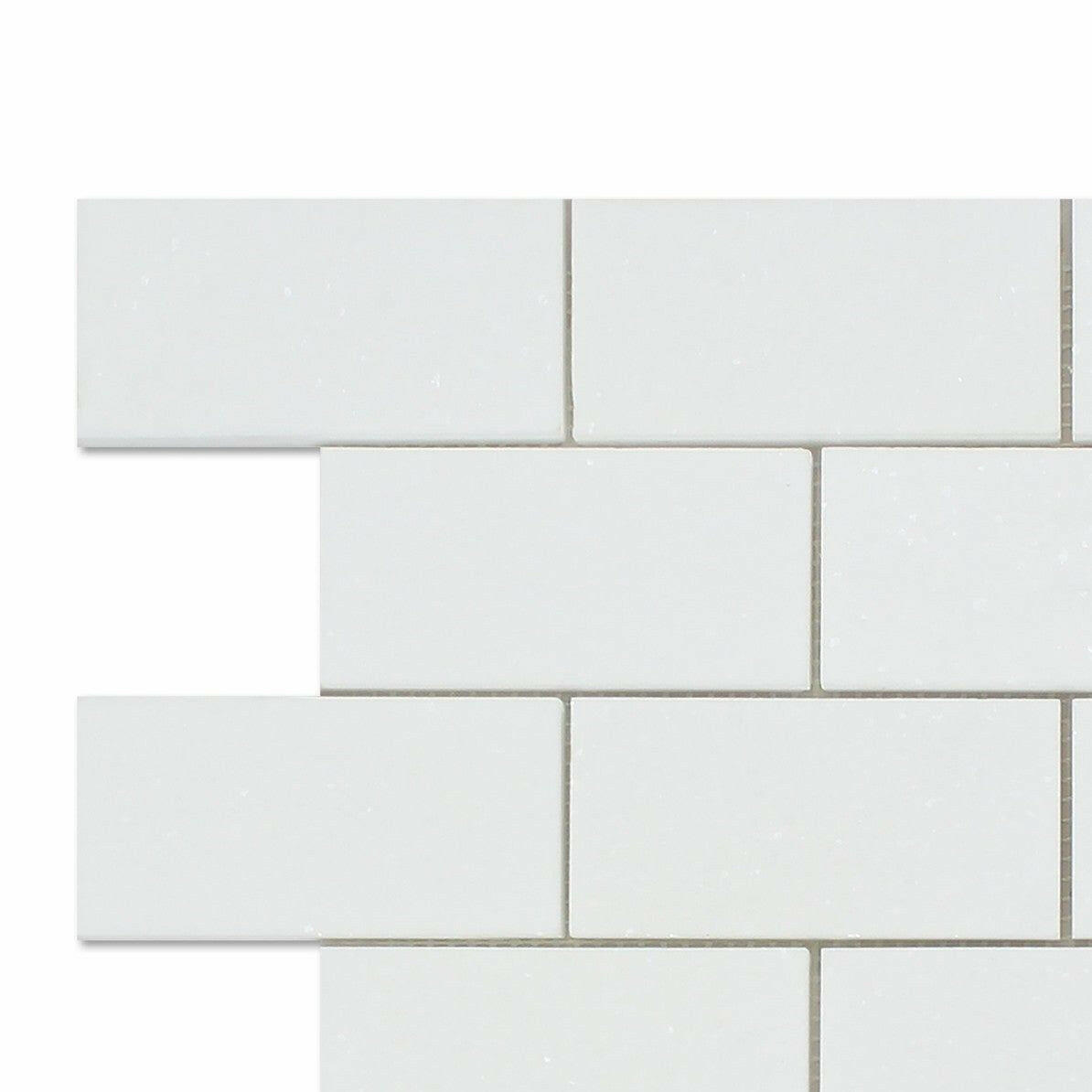 2 X 4 Thassos White Marble Honed Brick Mosaic Tile-Marble Mosaic-American Tile Depot