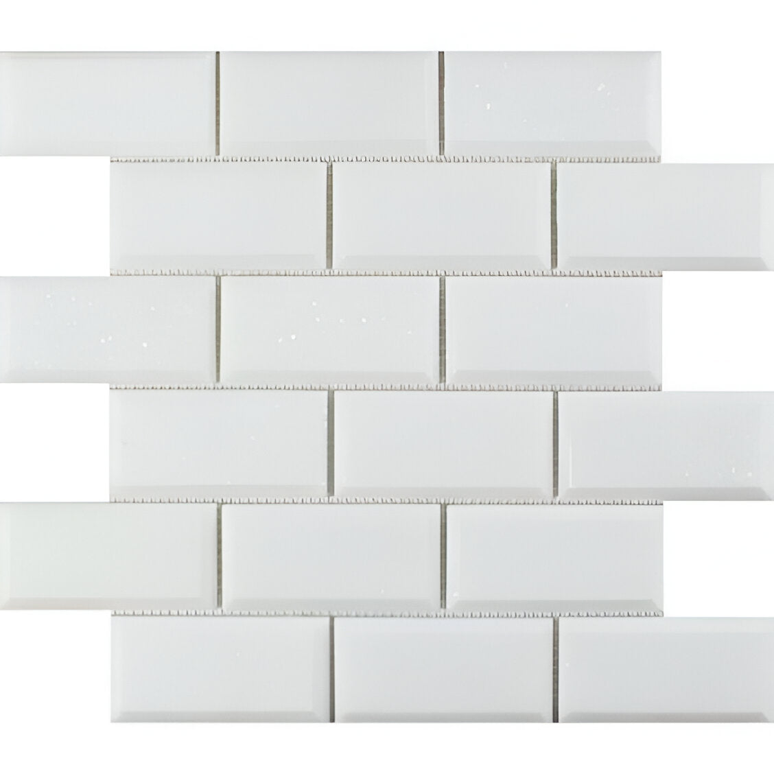 2 X 4 Thassos White Marble Polished & Beveled Brick Mosaic Tile-Marble Mosaic-American Tile Depot