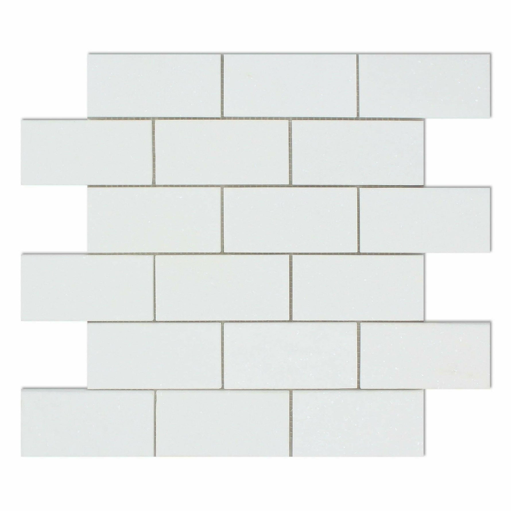 2 X 4 Thassos White Marble Polished Brick Mosaic Tile-Marble Mosaic-American Tile Depot