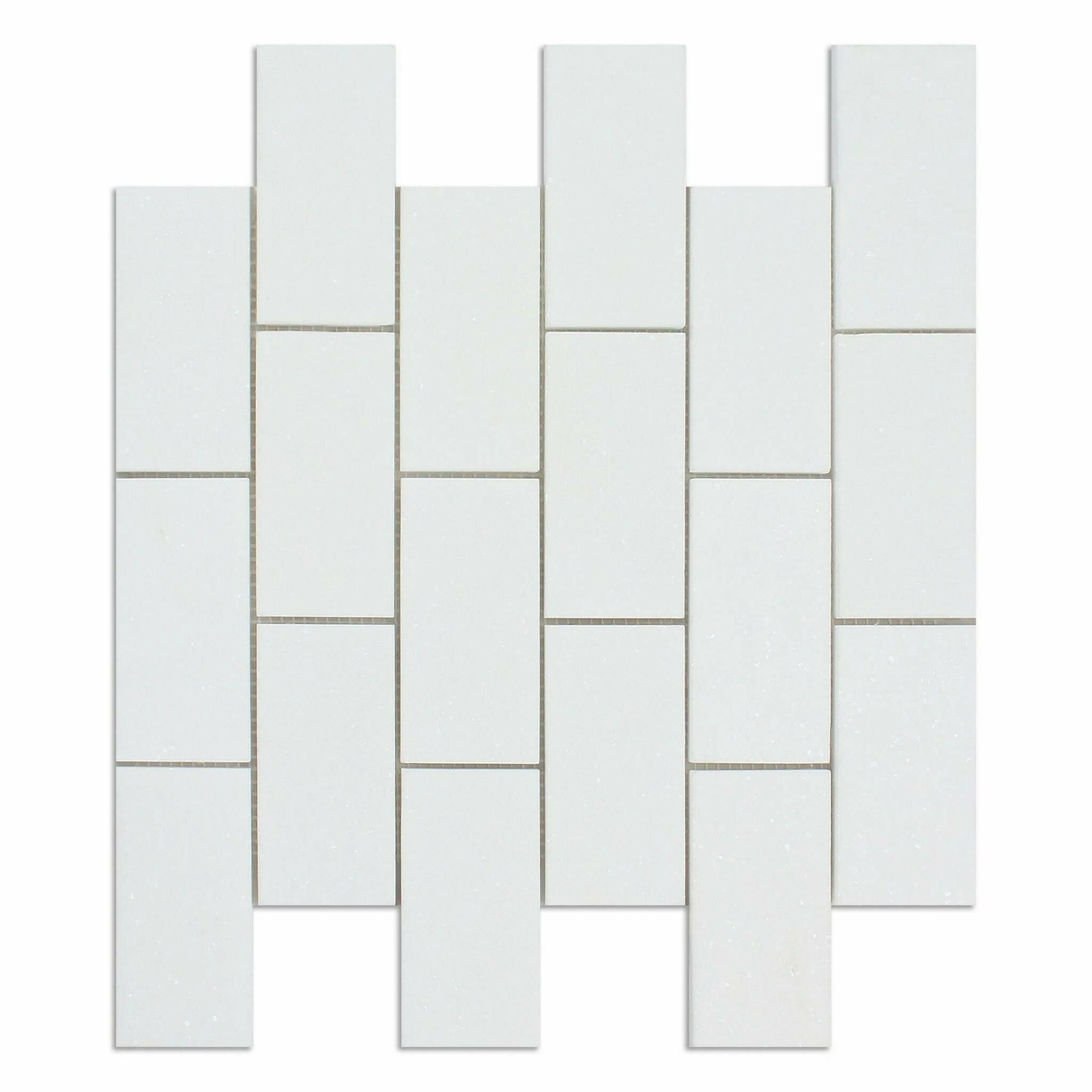 2 X 4 Thassos White Marble Polished Brick Mosaic Tile-Marble Mosaic-American Tile Depot