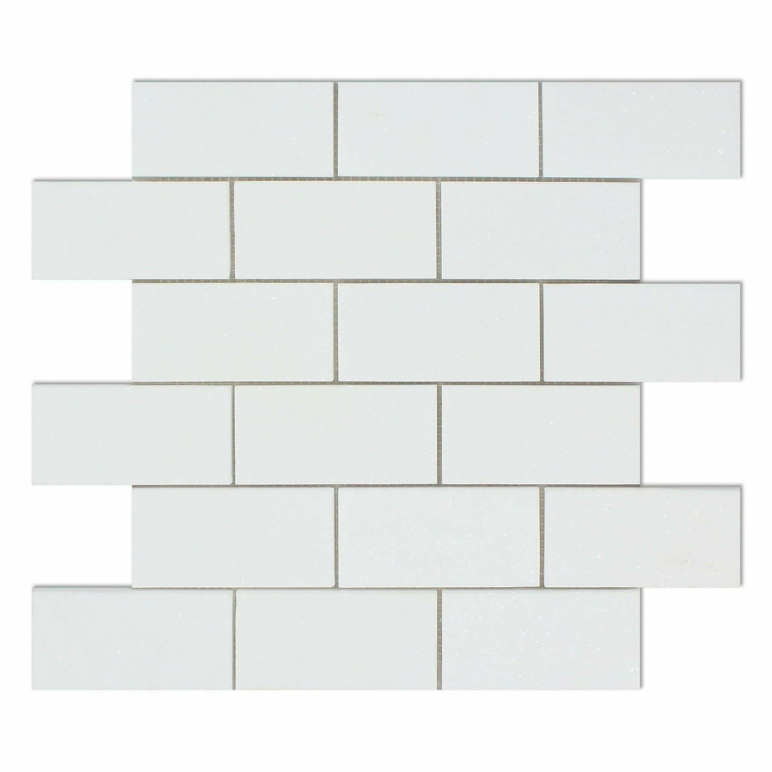 2 X 4 Thassos White Marble Polished Brick Mosaic Tile-Marble Mosaic-American Tile Depot