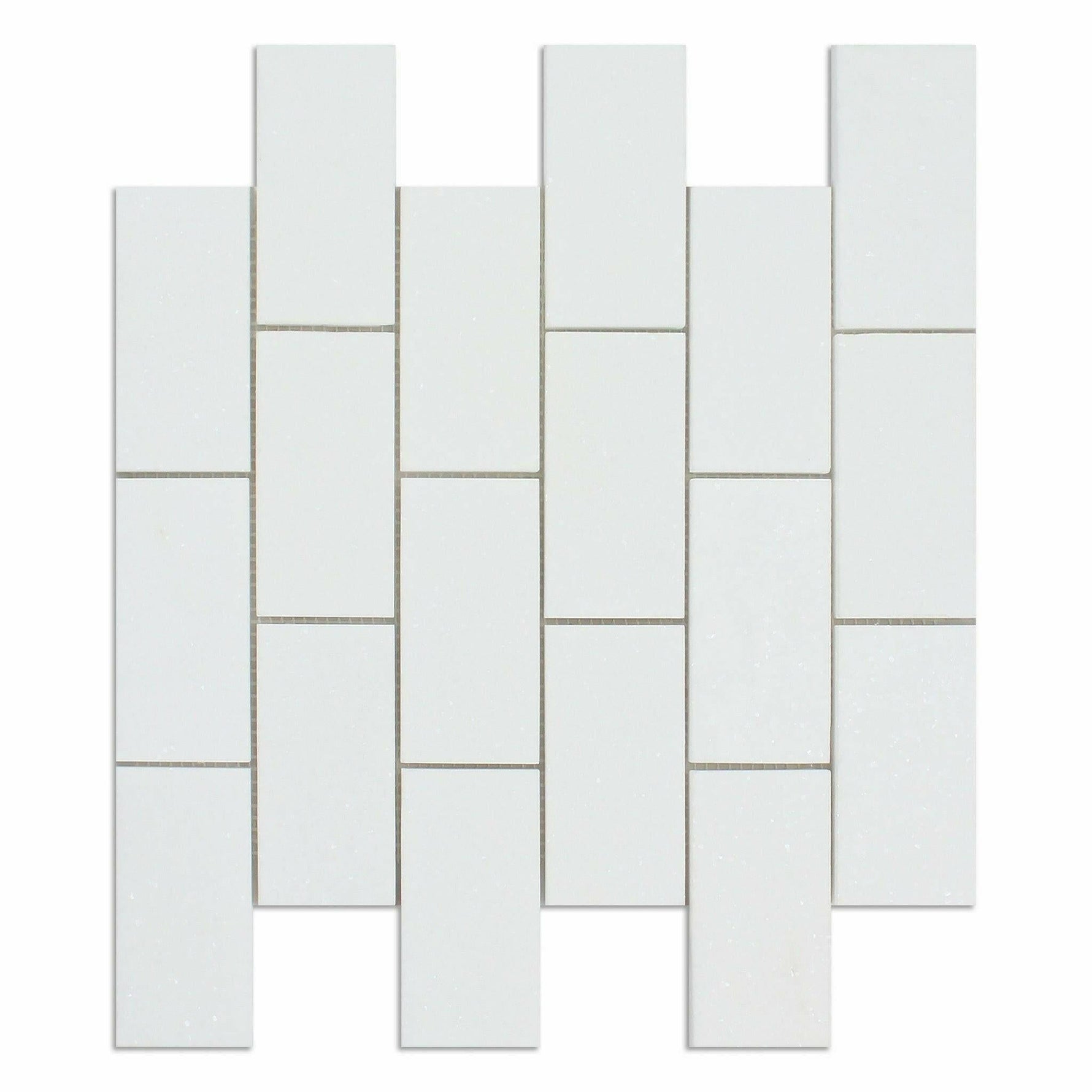 2 X 4 Thassos White Marble Polished Brick Mosaic Tile-Marble Mosaic-American Tile Depot