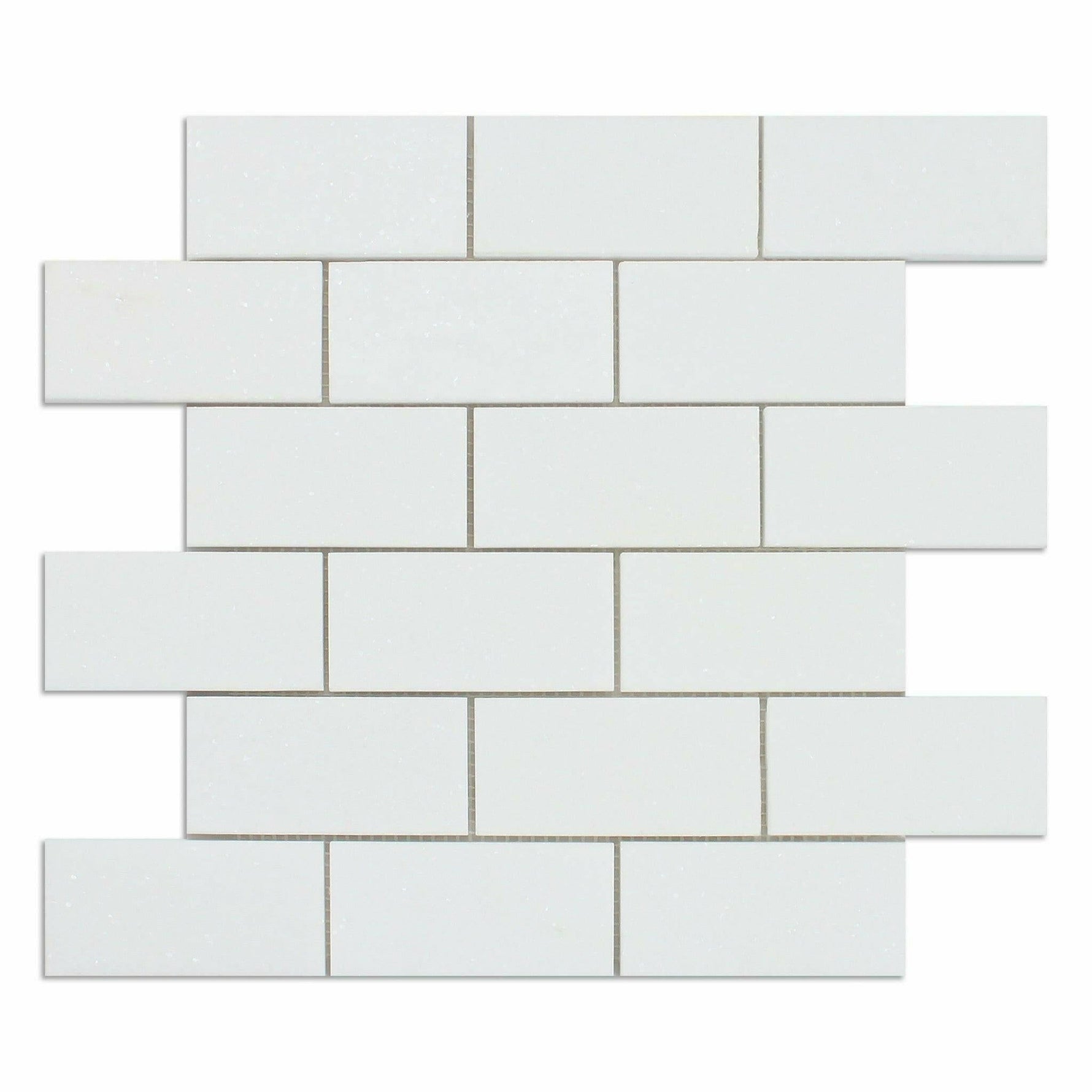 2 X 4 Thassos White Marble Polished Brick Mosaic Tile-Marble Mosaic-American Tile Depot