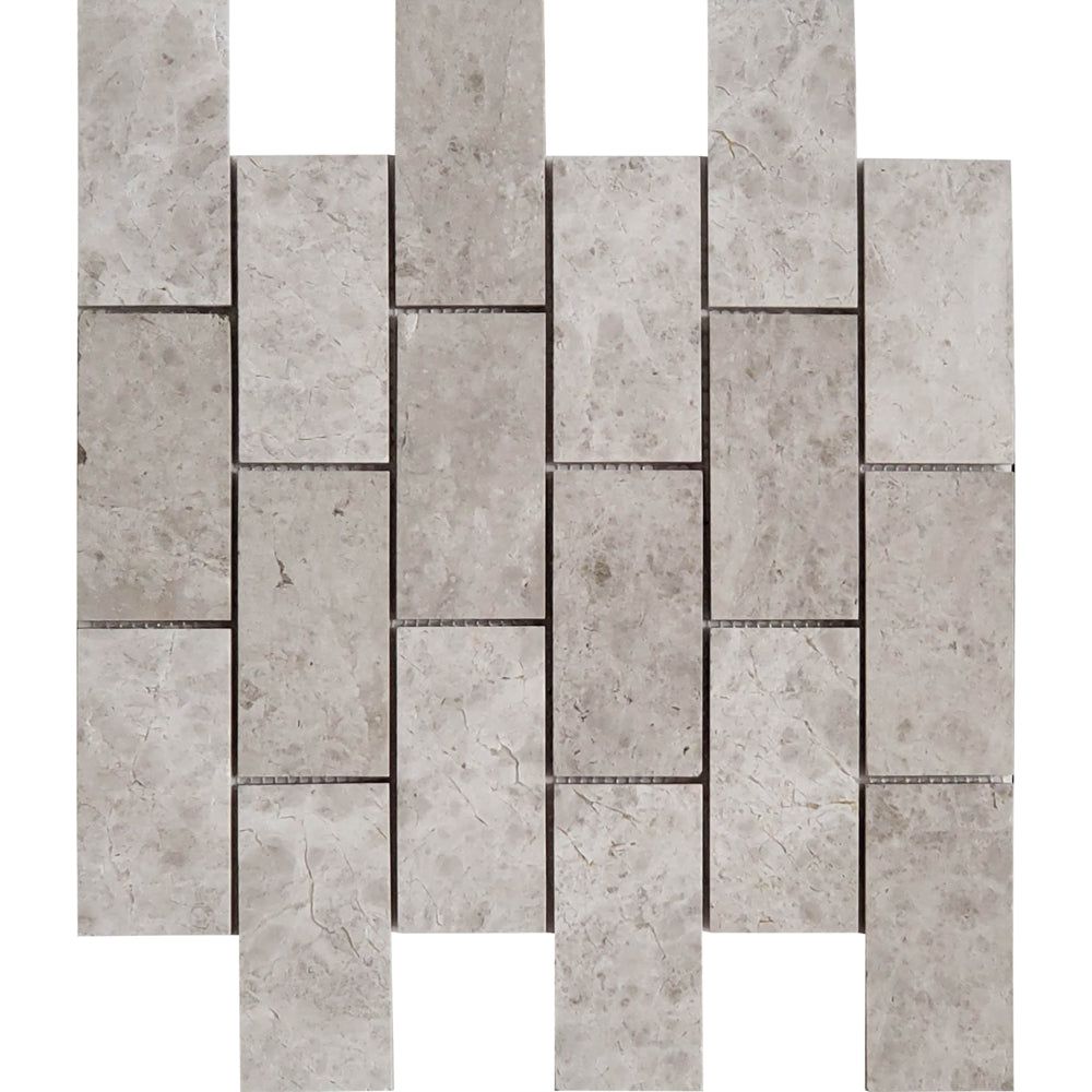 2 X 4 Tundra Gray (Atlantic Gray) Marble Honed Brick Mosaic Tile-Marble Mosaic-American Tile Depot