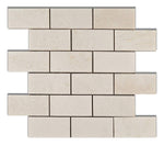 2 X 4 White Pearl / Botticino Marble Polished Brick Mosaic Tile-Marble Mosaic-American Tile Depot