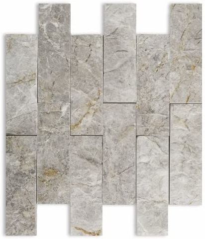 2 X 6 Tundra Gray (Atlantic Gray) Marble Split-Faced Mosaic Tile-Marble Mosaic-American Tile Depot