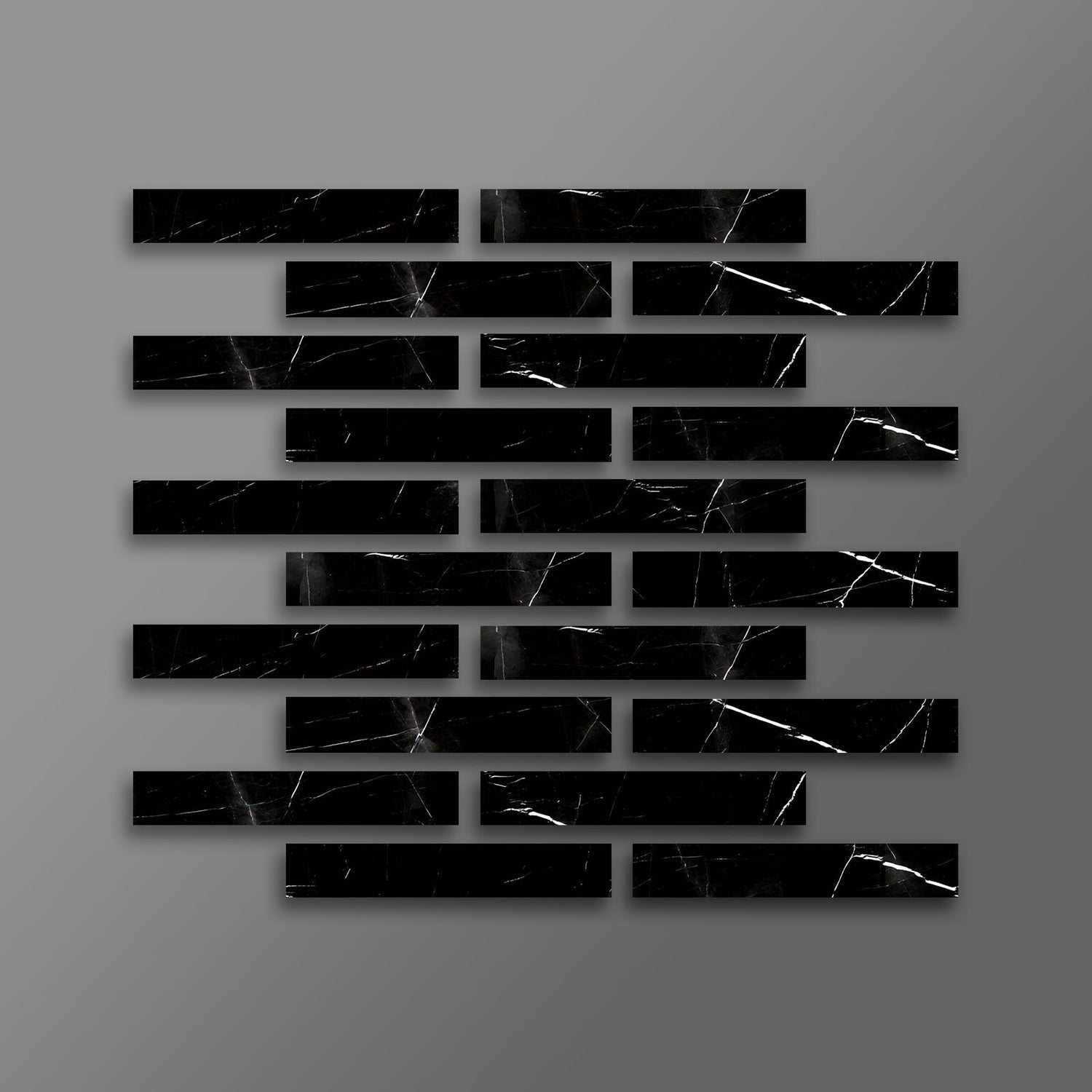 2 X 12 Black Marquina Marble Honed Tile