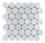 2 x 2 Curvus Carrara Large Honed Circular Marble Mosaic Tile-Marble Mosaic-American Tile Depot