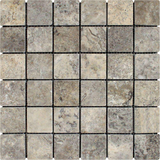 2 X 2 Silver Travertine Tumbled Mosaic Tile