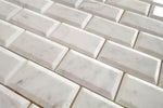 2 x 4 Bianco Venatino (Bianco Mare) Marble Honed & Beveled Brick Mosaic Tile-Marble Mosaic-American Tile Depot