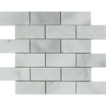 2 x 4 Bianco Venatino (Bianco Mare) Marble Honed Brick Mosaic Tile-Marble Mosaic-American Tile Depot