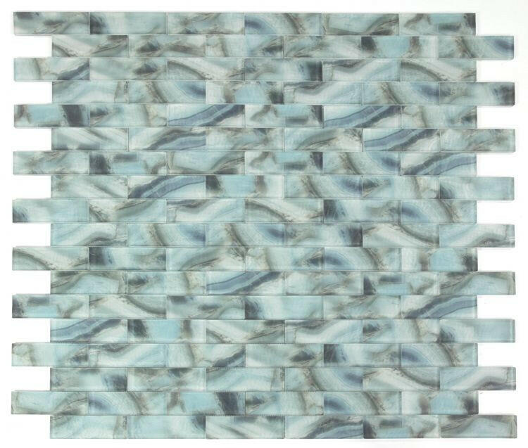 2 x 6 Aesthetic Onyx Ocean Subway Brick Glass Mosaic Wall Tile-Glass Mosaic-American Tile Depot