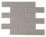 2 x 6 Oceanhouse Grey Shining Glossy Subway Glass Mosaic Tile-Glass Mosaic-American Tile Depot