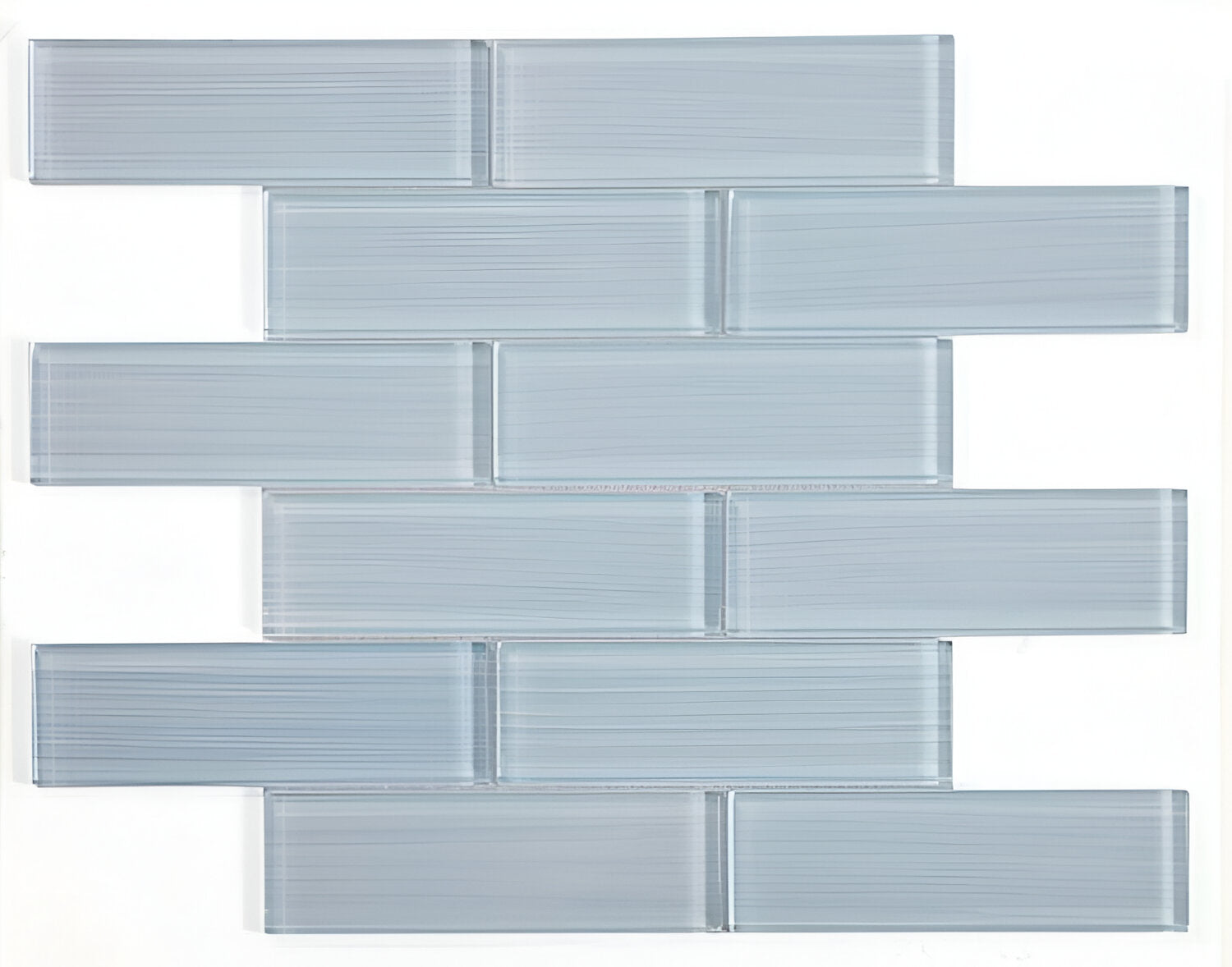 2 x 6 Oceanhouse Lucy Blue Stroke Glossy Subway Glass Mosaic Tile-Glass Mosaic-American Tile Depot