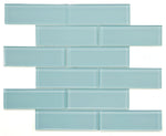 2 x 6 Oceanhouse Mint Glossy Subway Glass Mosaic Tile-Glass Mosaic-American Tile Depot