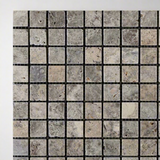 1 X 1 Silver Travertine Tumbled Mosaic Tile