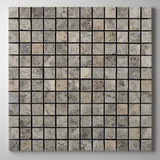 1 X 1 Silver Travertine Tumbled Mosaic Tile