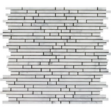 Carrara White Marble Polished Bamboo Sticks Mosaic ( Single-Color Carrara )