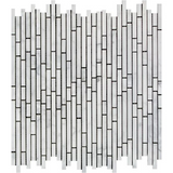 Carrara White Marble Honed Bamboo Sticks Mosaic ( Single-Color Carrara )