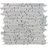 Carrara White Marble Honed Bamboo Sticks Mosaic ( Single-Color Carrara )