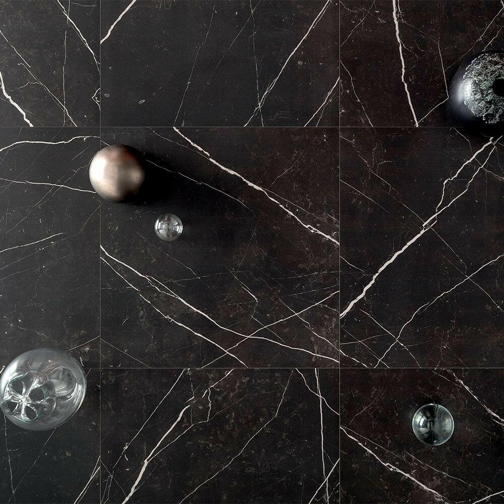 24 X 24 Black Marquina Marble Honed Tile-Marble Tile - Large Formate-American Tile Depot