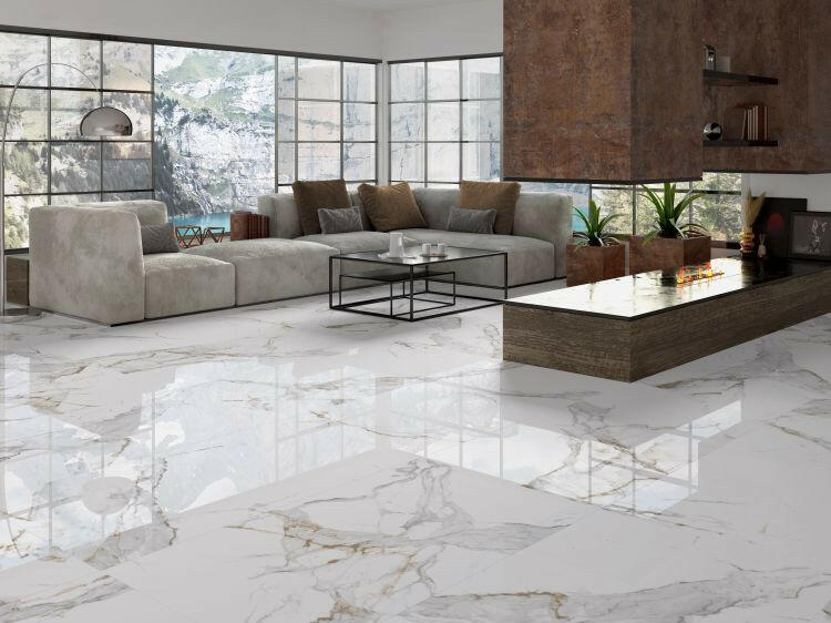 24 X 48 Aeris Gold Polished Marble Look Porcelain Tile-Porcelain Tile Large Formate-American Tile Depot